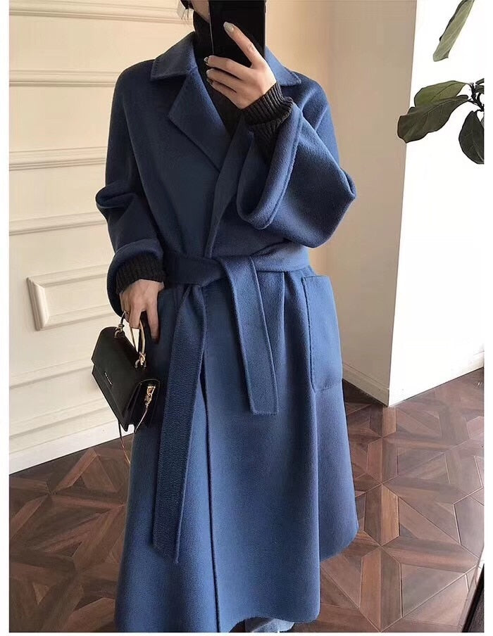 Harajuku Style Double-Sided Wool Coat for Women