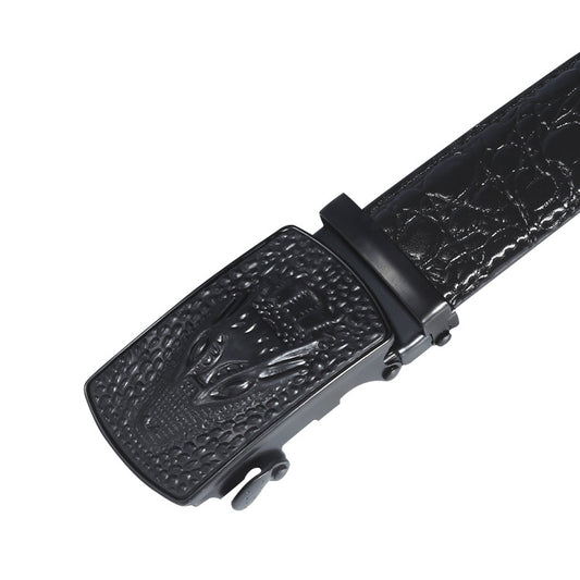 Personalized Crocodile Patterned Men's Belt with Automatic Buckle