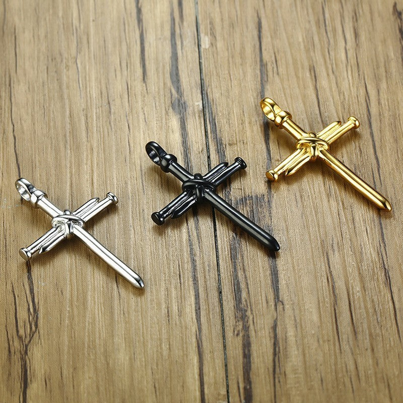 Harajuku Punk Titanium Steel Cross Pendant Necklace for Men