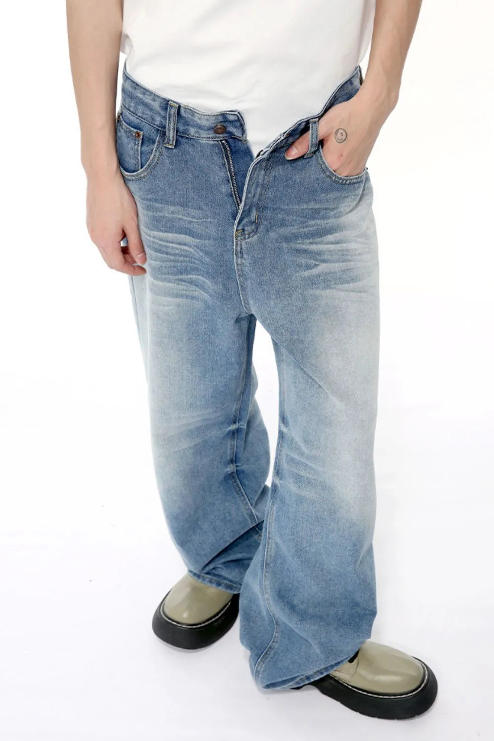 Wide Leg Jeans with Pockets - Harajuku Style
