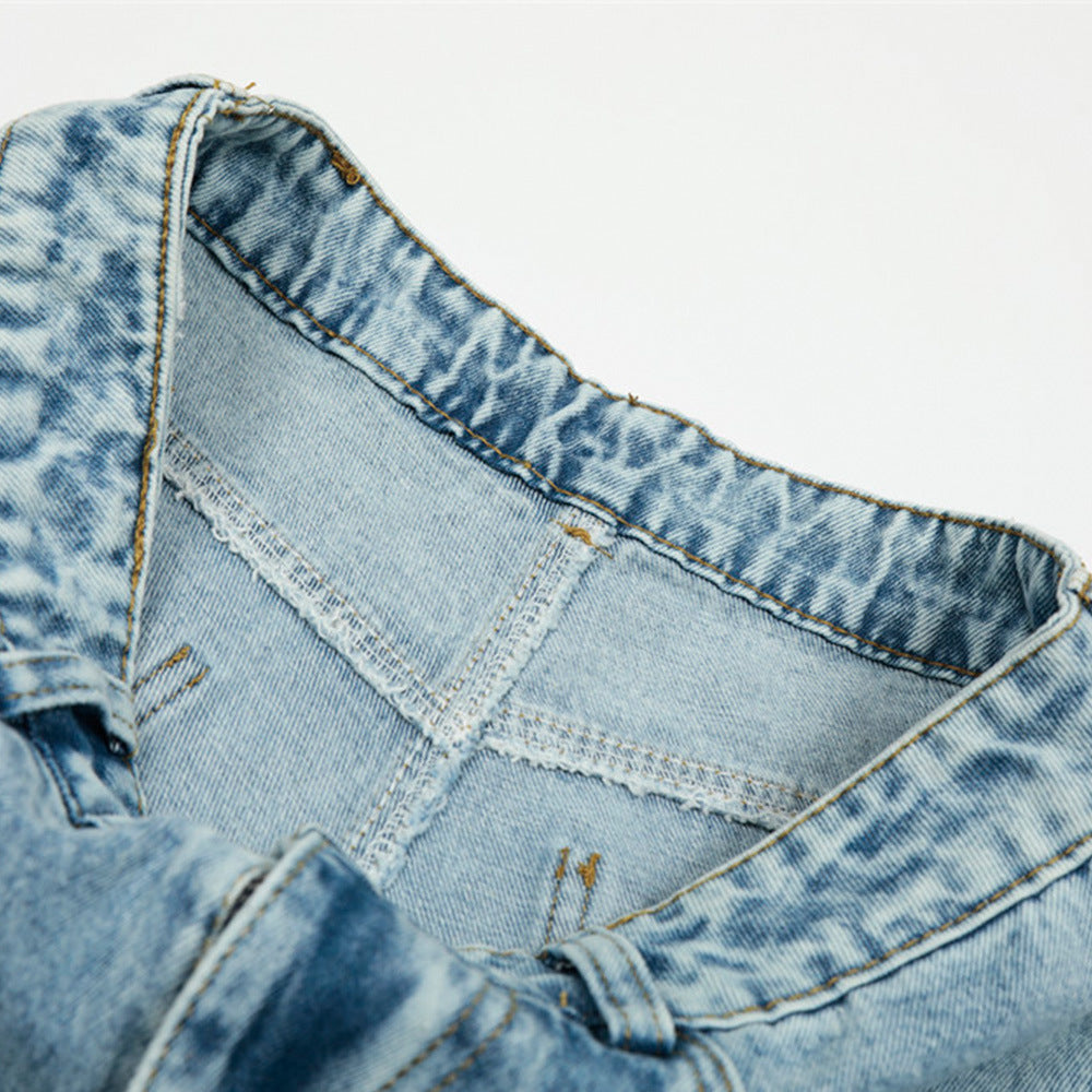 Vintage Washed Denim Shorts for Men - Harajuku Style