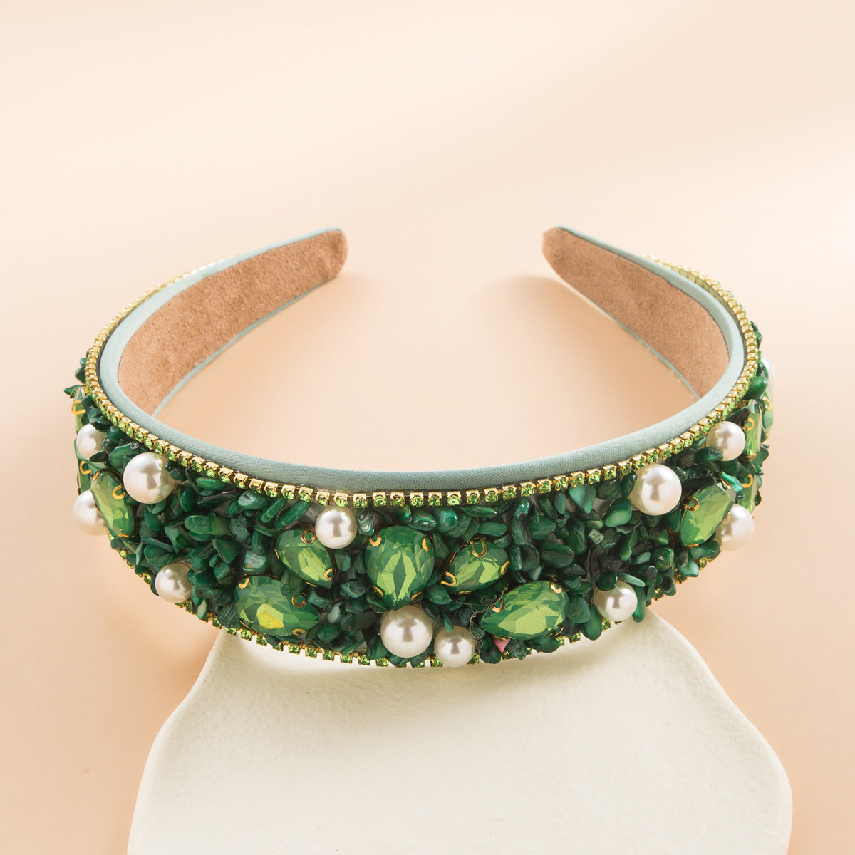 Colorful Turquoise Diamond Inlaid Wide Edge Headband