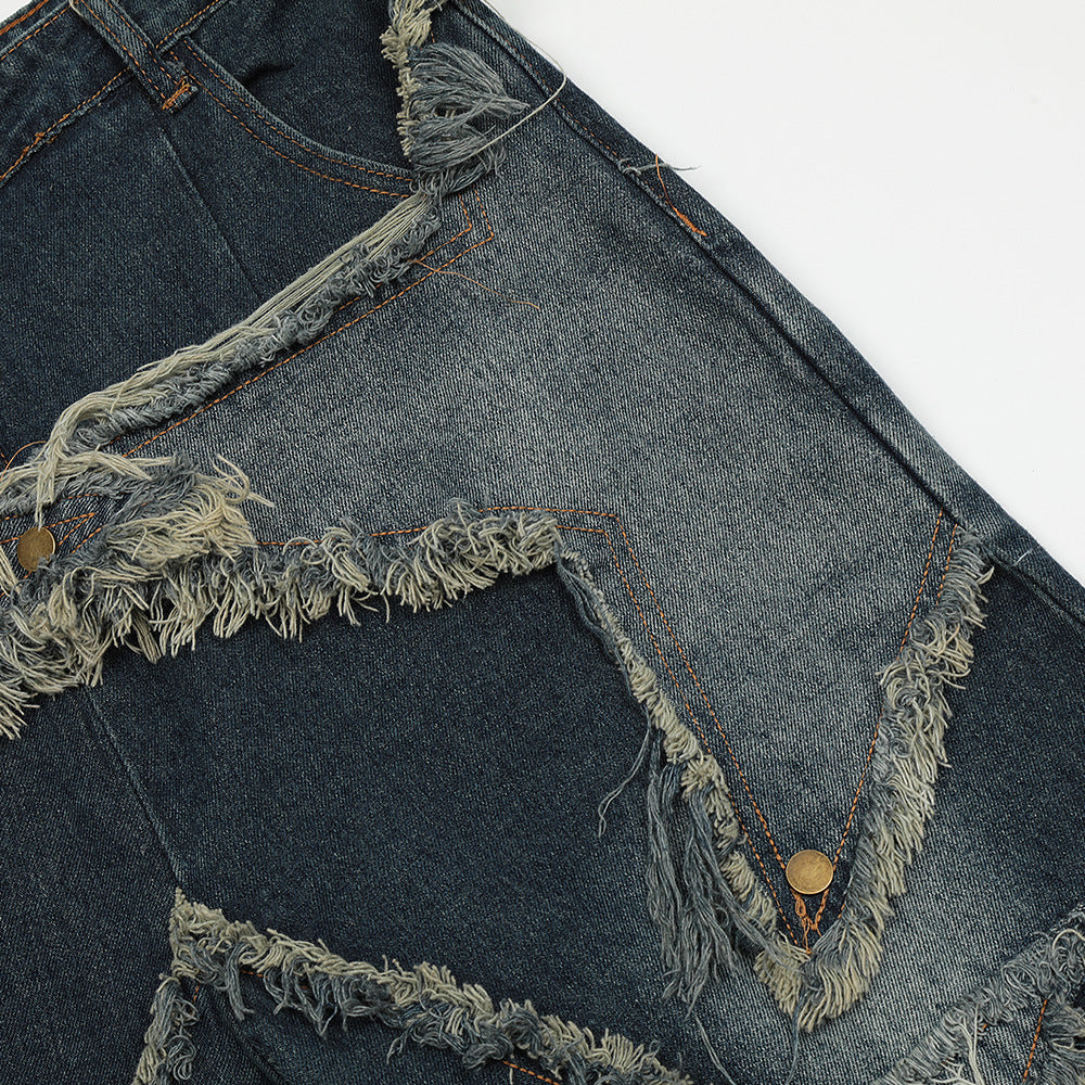 Trendy Star Patch Embroidery Denim Shorts for Men