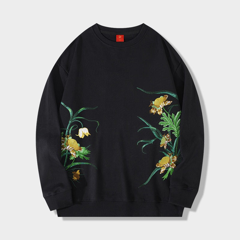 Floral Embroidery Tassel Sweatshirt - Harajuku Style