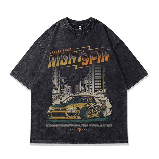 Unisex Retro Racing Sleeve T-Shirt - Harajuku Style