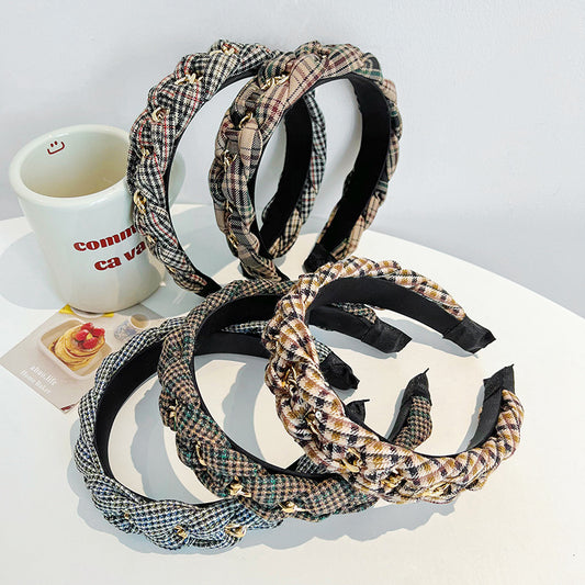 Plaid Style Headband - Retro College Look