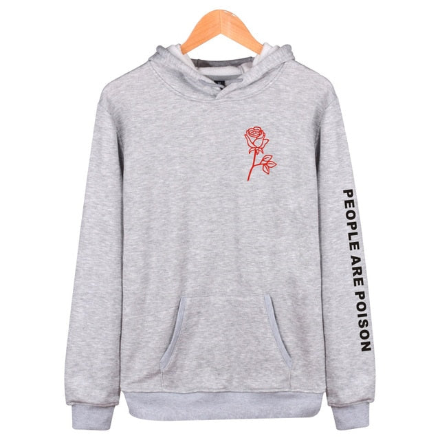 Playful Poison Rose Print Hoodie - Unisex Harajuku Style