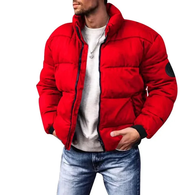 Men's Casual Harajuku Winter Cotton Jacket with Stand-Up Collar