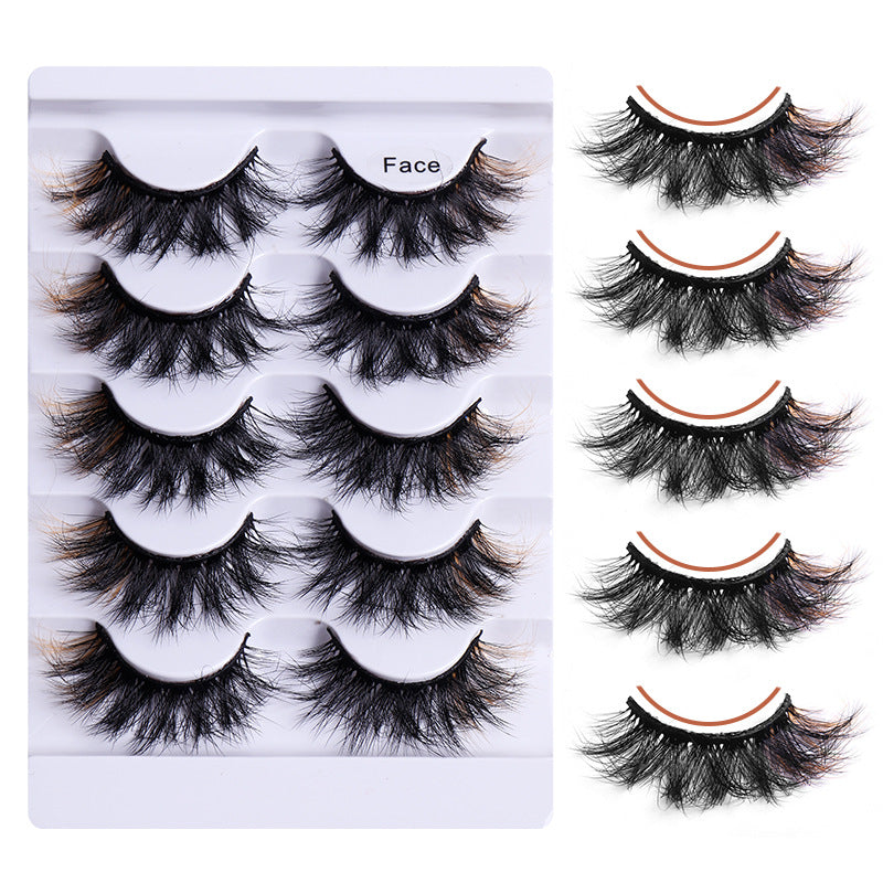 5 Pairs of Playful Colorful False Eyelashes - Multi Layered Mink-like