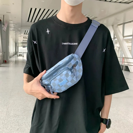 Harajuku Style Checkered Adjustable Strap Crossbody Bag