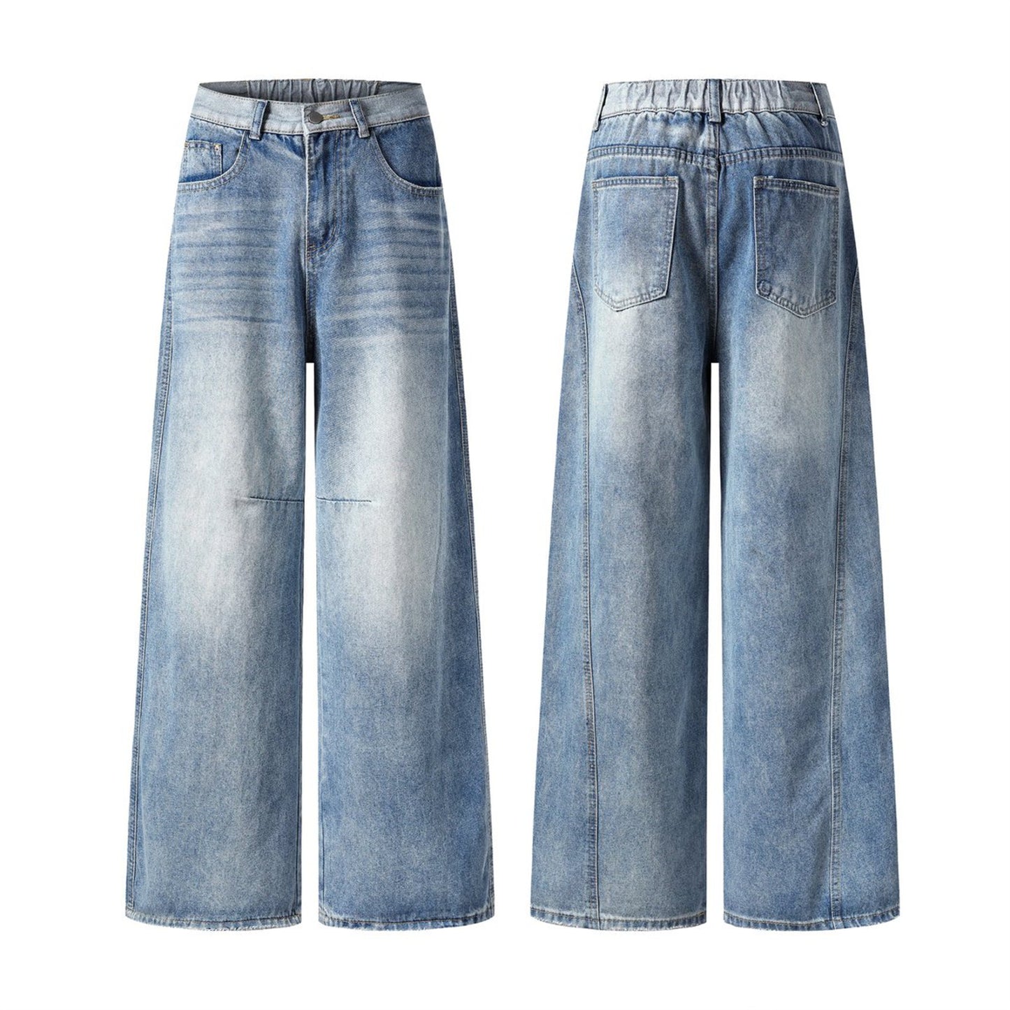 Washed Ground White Wide Leg Jeans - Harajuku Style