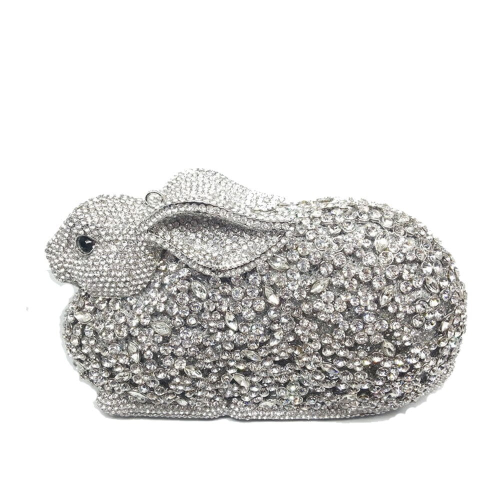 Luxury Rabbit Bunny Crystal Minaudiere Clutch