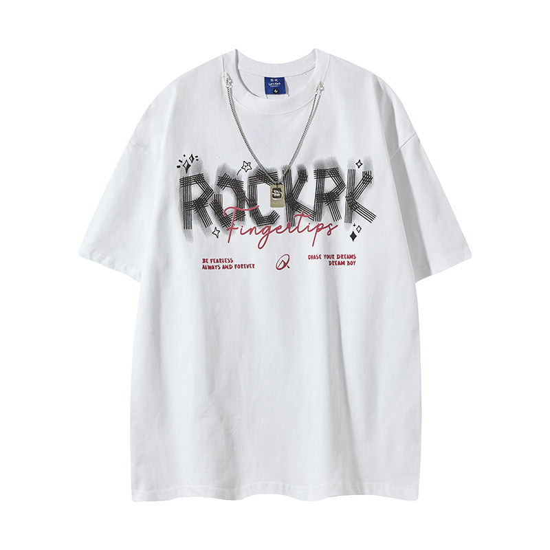 Harajuku Style Loose Fit Necklace T-Shirt for Men