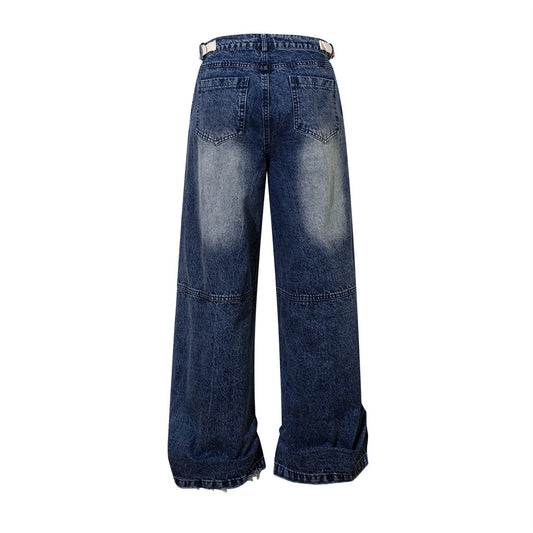 Faded Denim Workwear Trousers - Hip Hop Style