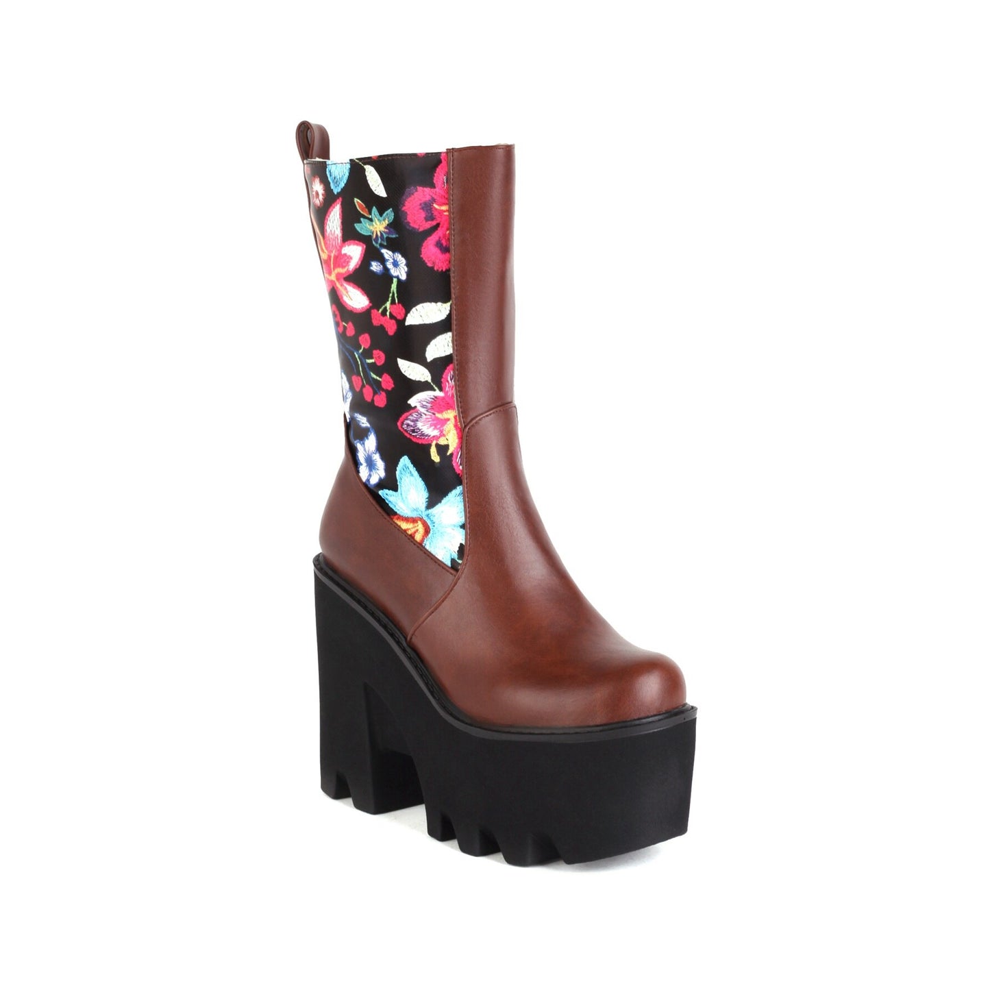 Knitted Embroidered Ethnic Mid-Calf Boots