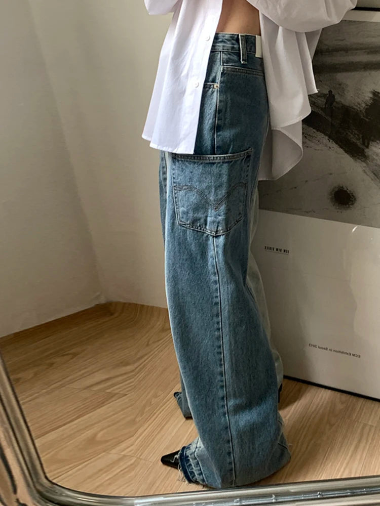 High Waist Patchwork Streetwear Trousers for Women