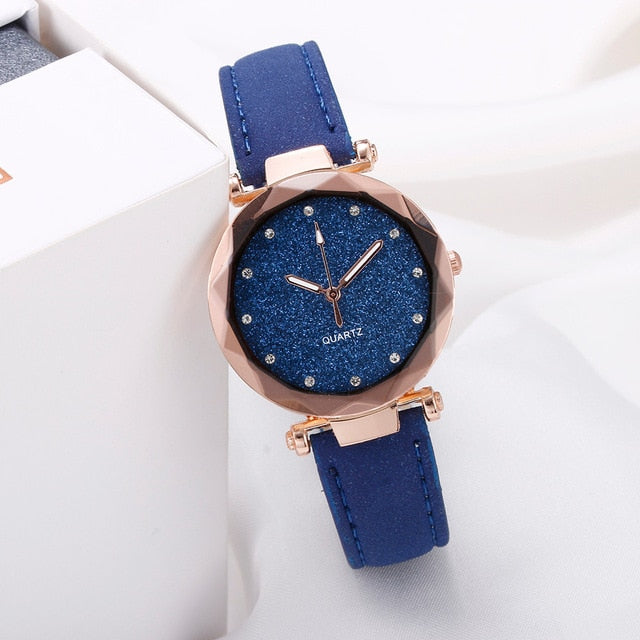 Harajuku Style Rhinestone Rose Gold Quartz Watch for Women