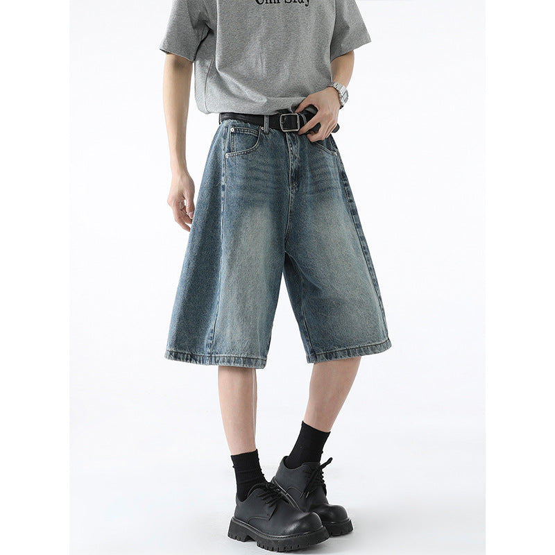 Retro Silhouette Wide Leg Denim Casual Pants