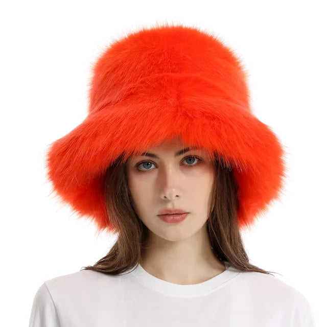 Elegant Faux Fur Fisherman Hat for Women