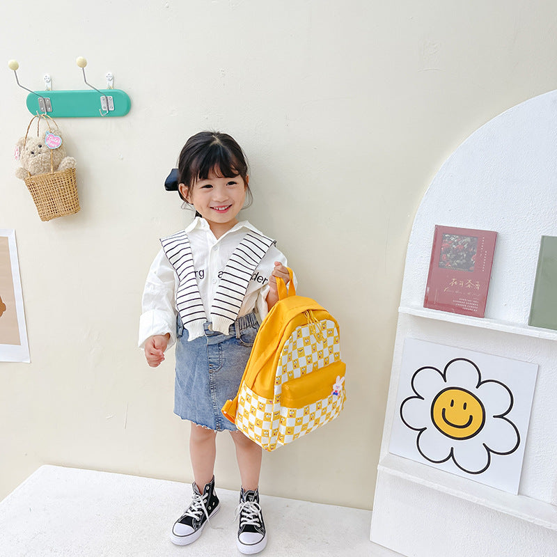 Harajuku Style Plaid Backpack for Kids