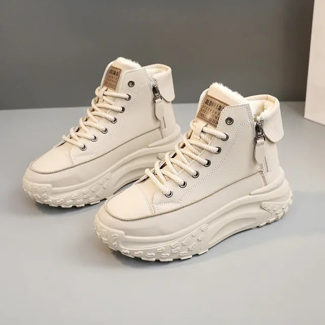 Women's Luxury Fashion High-Top Platform Sneakers - Casual Outdoor Running Shoes