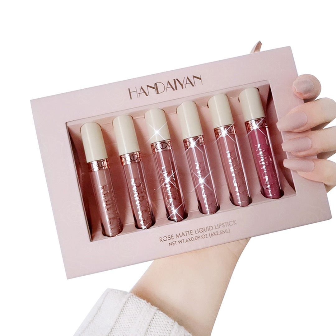 Harajuku Style 6 Matte Rose Lip Gloss Set - Gift Box
