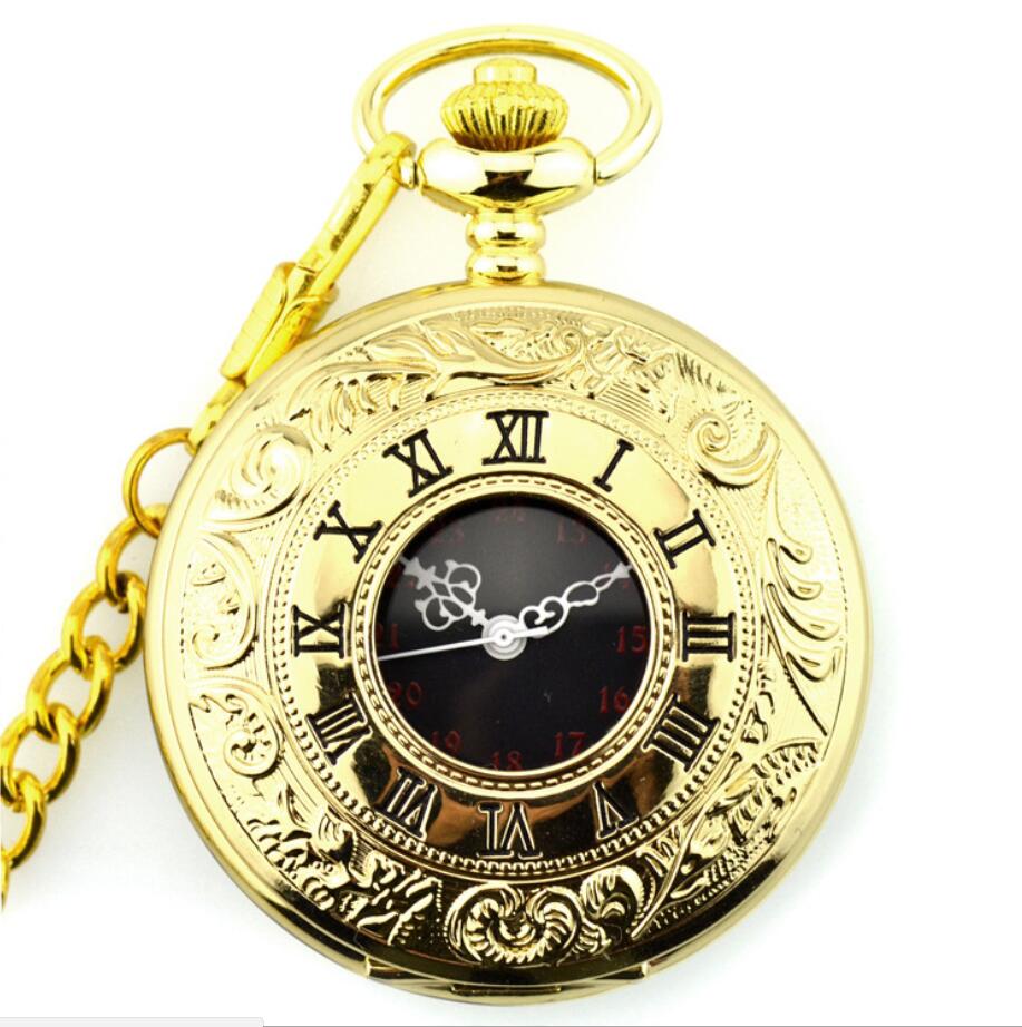 Gothic Big Roman Hollow Pocket Watch - Harajuku Style