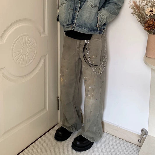 Harajuku Style Straight Leg Wide Leg Jeans