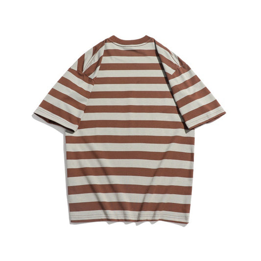 Harajuku Style Embroidered Striped T-Shirt