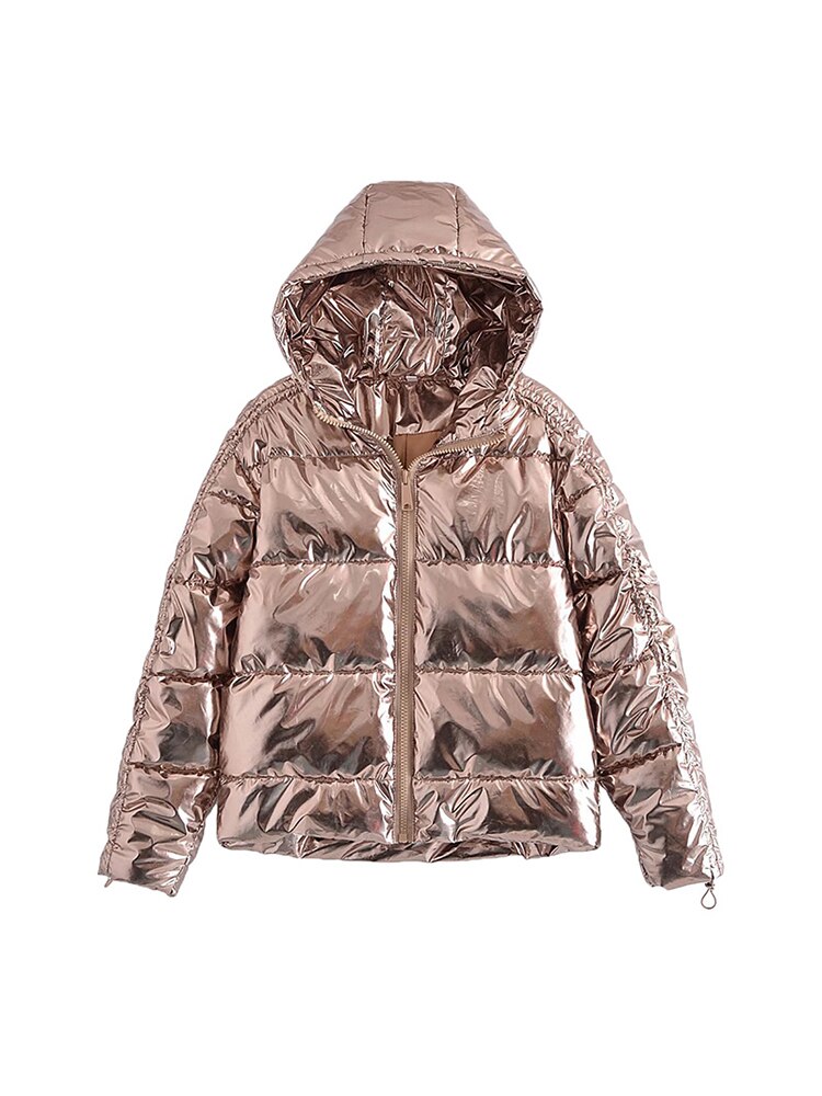 Harajuku Retro Gold Stamped Drawstring Hooded Coat