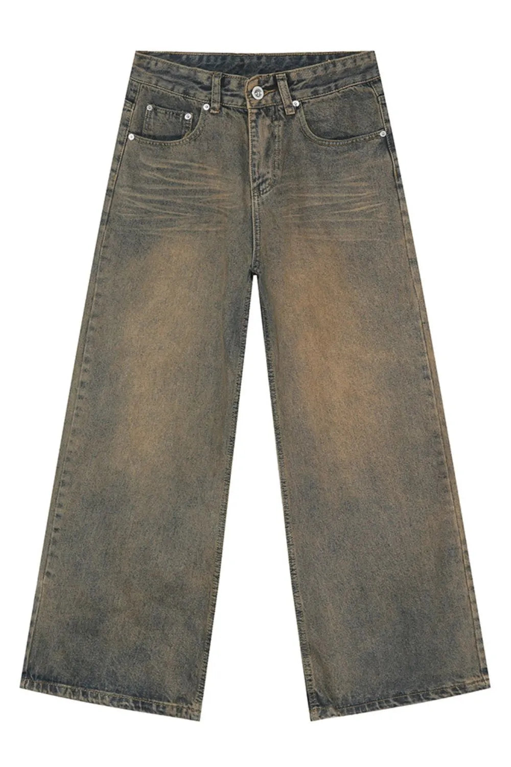 Playful Washed Cat Whisker Straight Leg Jeans