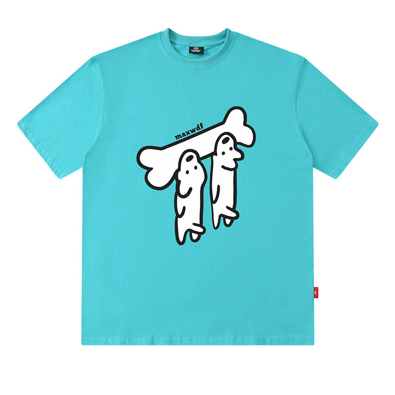 Oversized Cotton T-Shirt with Playful Sausage Dog Print