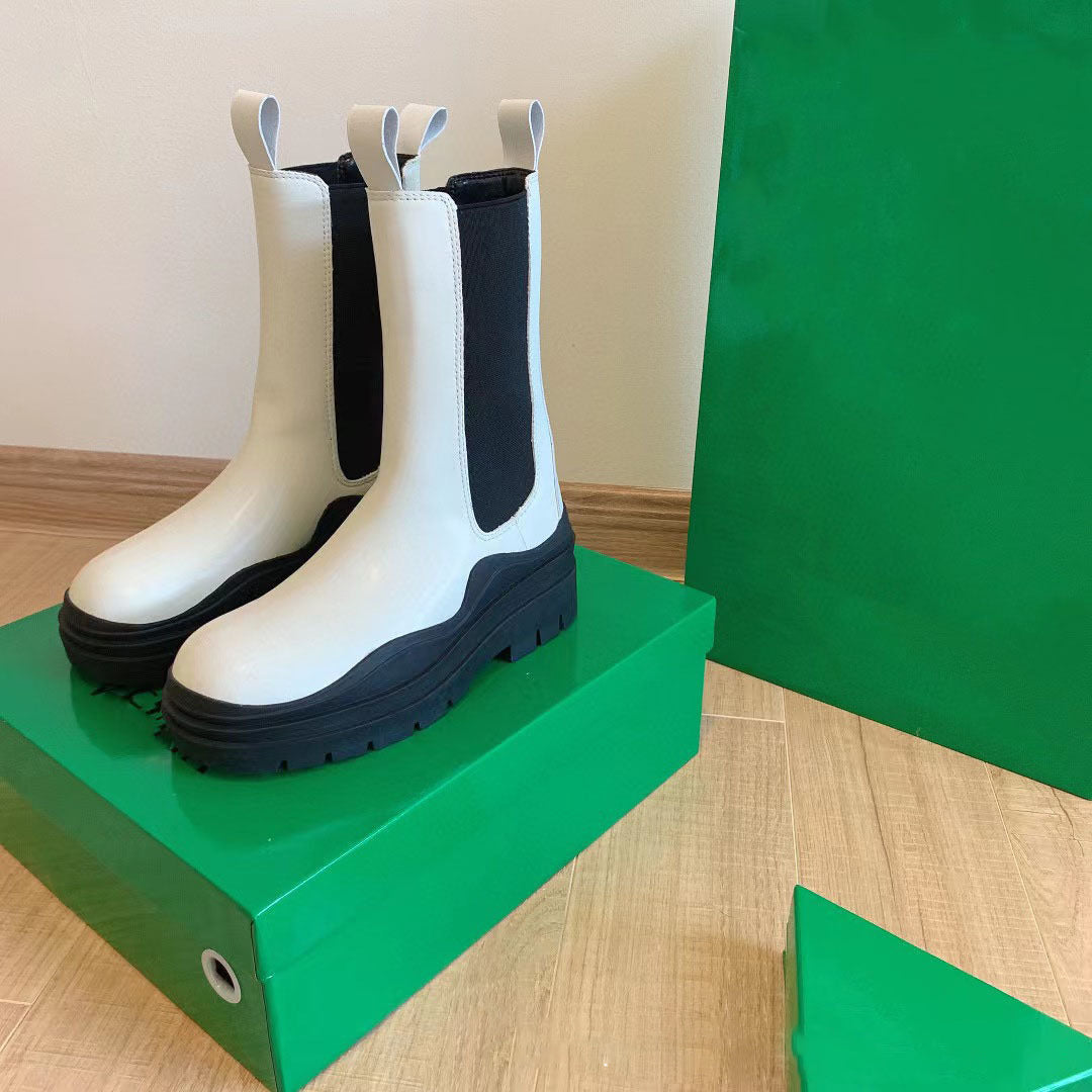 Women’s Chunky Heel Mid Calf Chelsea Boots