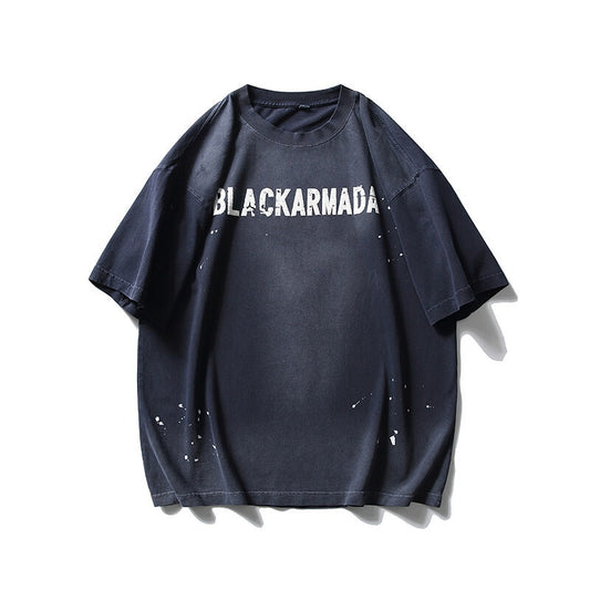 Harajuku Style Vintage Letter Print Loose Fitting T-Shirt