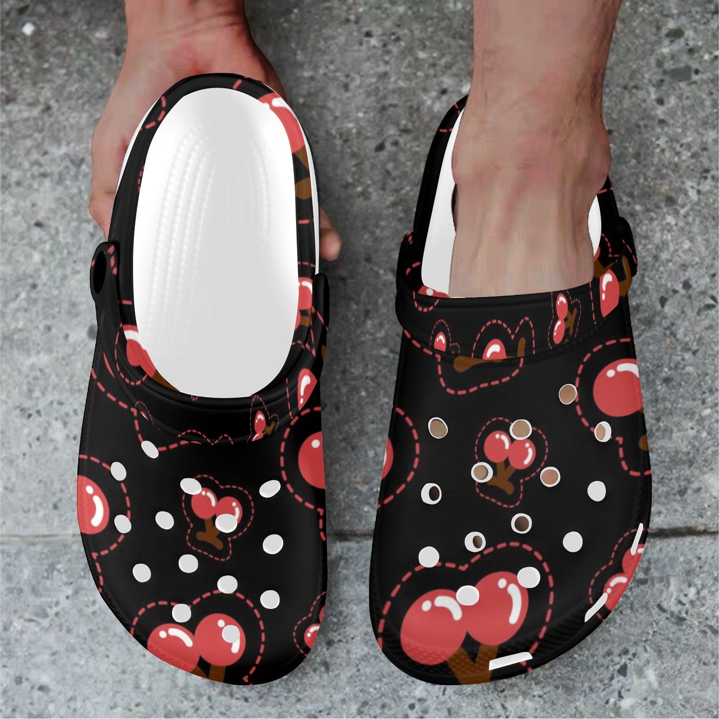 Black Cherry Print Adults Clogs