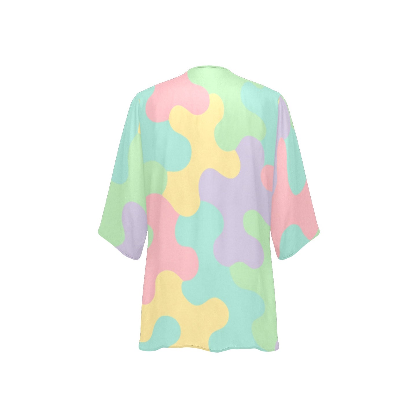 Harajuku Pastel Rainbow Camo Kimono Cover Up