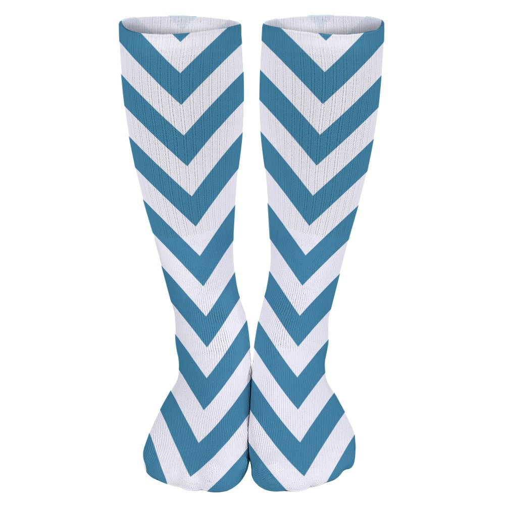 Blue and White Zig Zag Breathable Socks