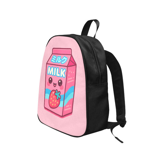 Pink Japanese Strawberry Milk Carton Kawaii Canvas Backpack