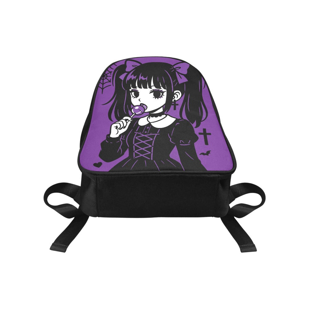 Purple Emo Goth Harajuku Lollipop Girl Canvas Backpack