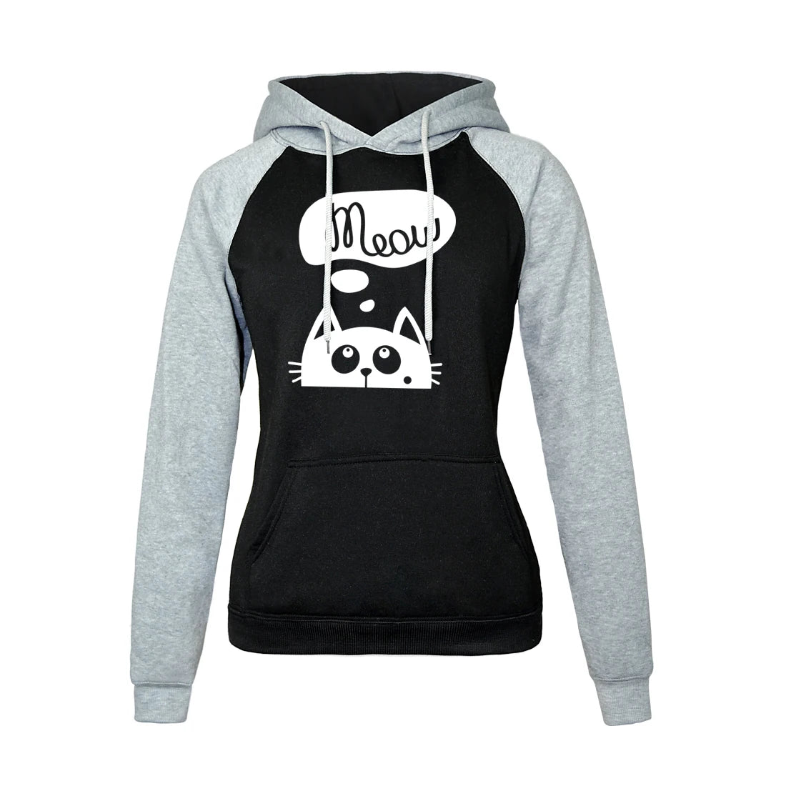 Kawaii Cat Meow Print Sweatshirt - Harajuku Style Hoodie