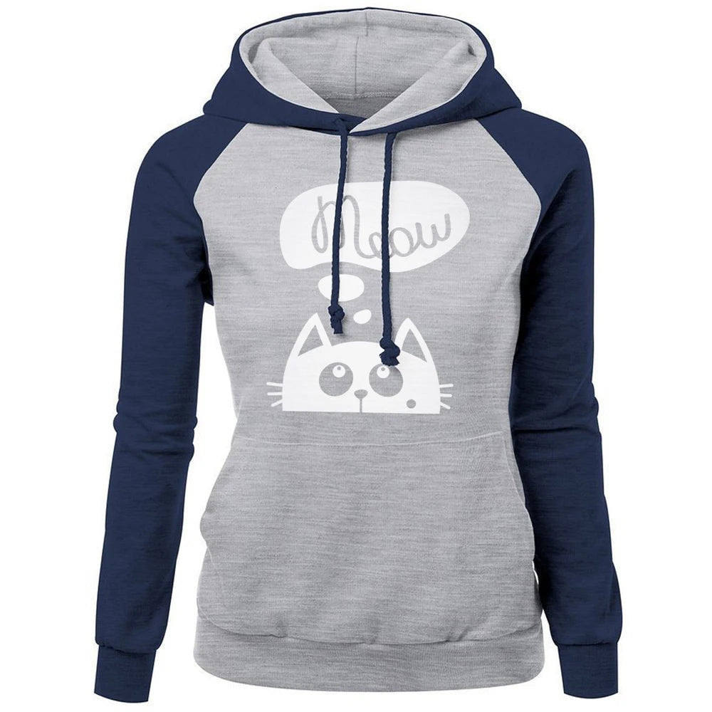 Kawaii Cat Meow Print Sweatshirt - Harajuku Style Hoodie