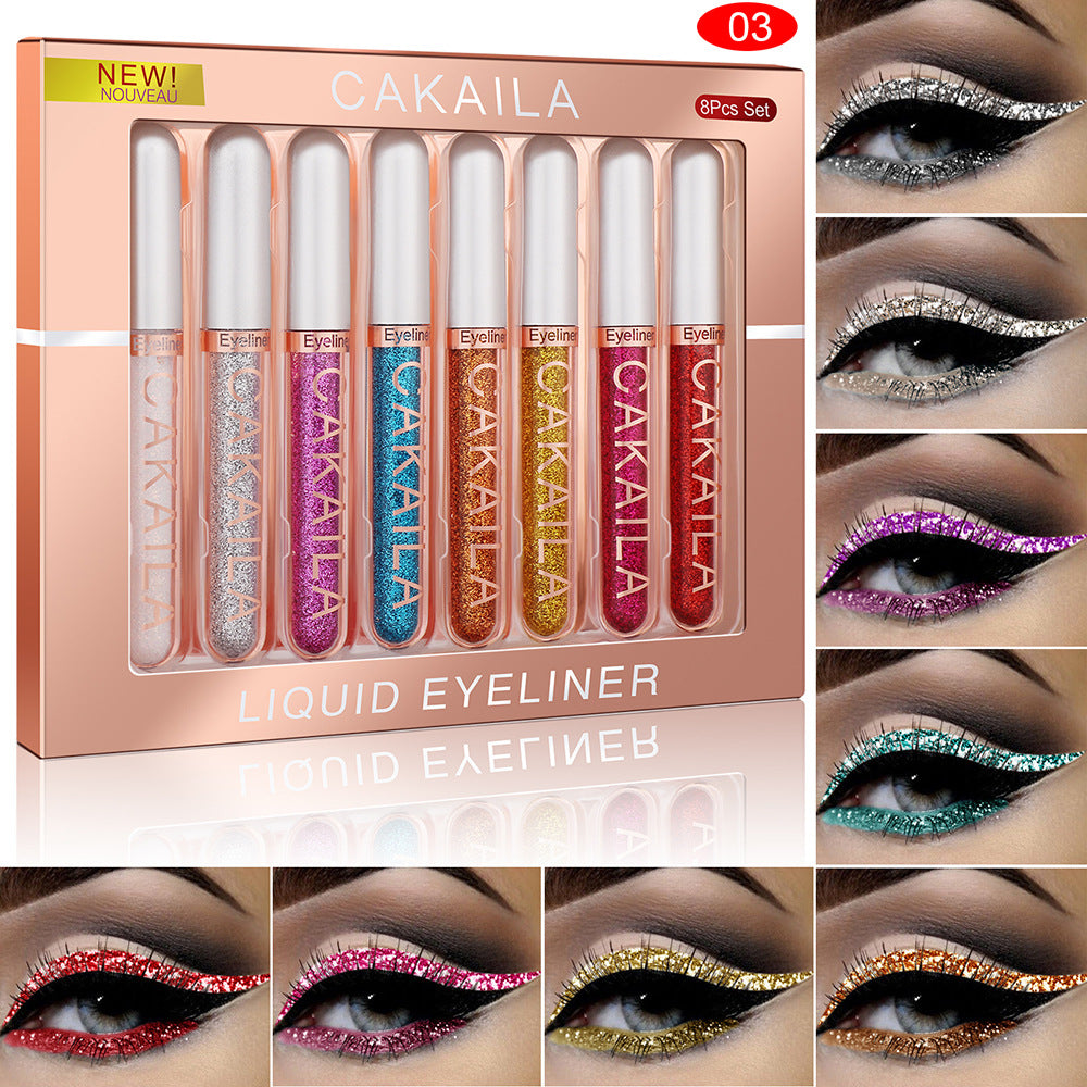 8 Color Matte Glitter Liquid Eyeliner Set – Long-Lasting & Smudge-Proof