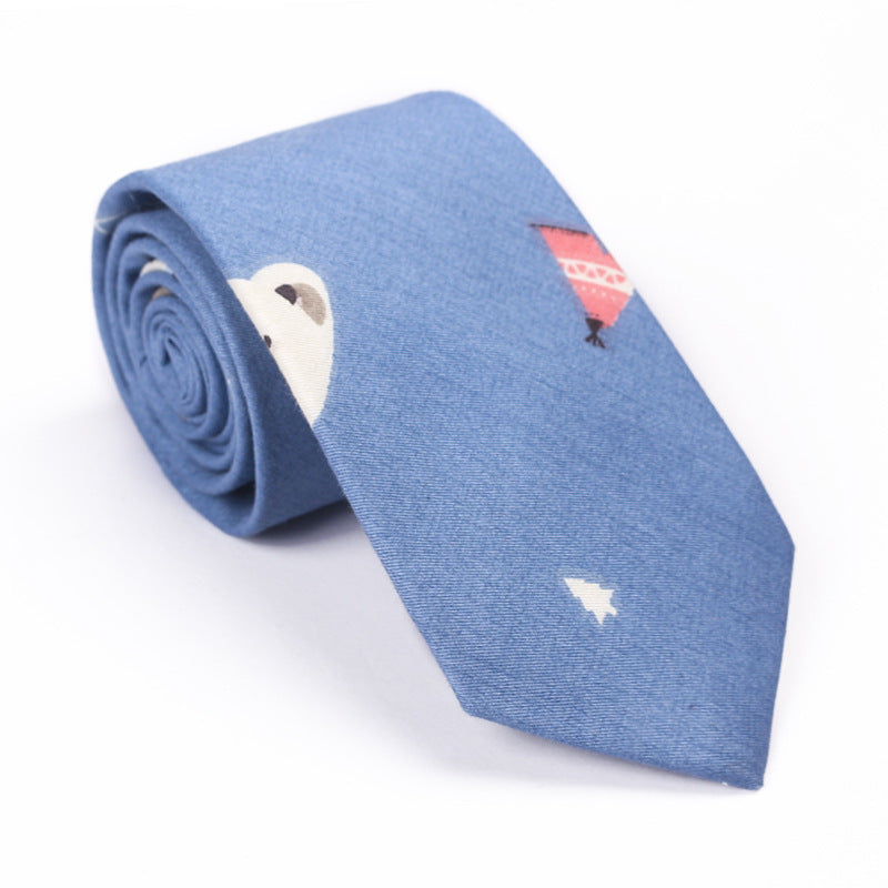 Printed Cartoon Cotton Neck Unisex Animal Pattern Tie