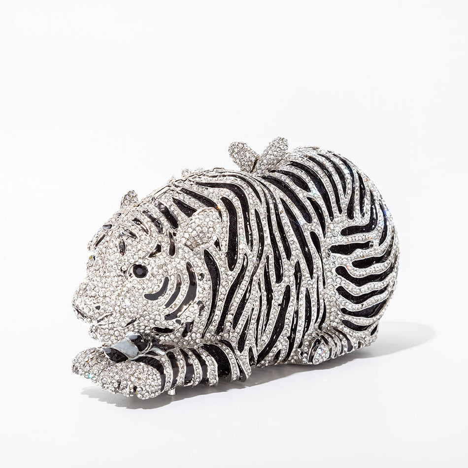Tiger Crystal Clutch Bag - Luxury Rhinestone Evening Purse