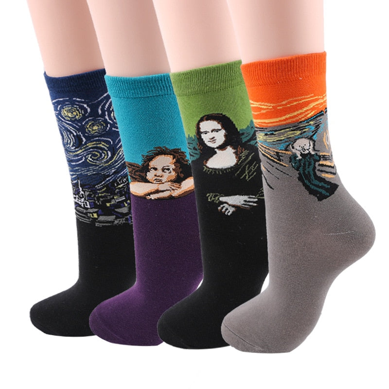 3D Retro Starry Night Art Socks – Unisex Funny Vintage Design