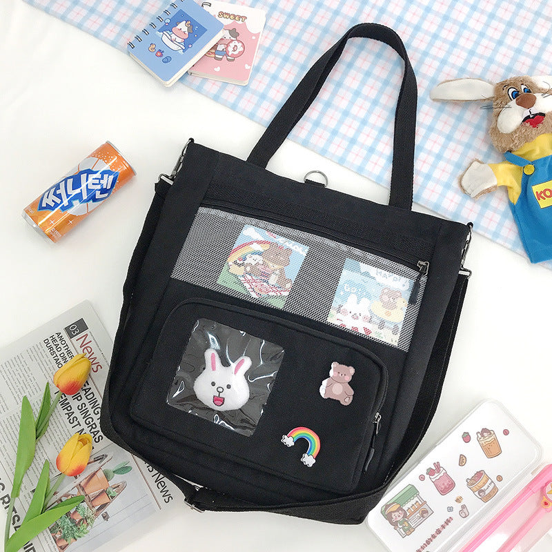 Korean Spring Canvas Rabbit Pendant Backpack
