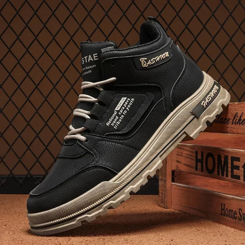 Versatile High Top Leather Men's Boots - Harajuku Style