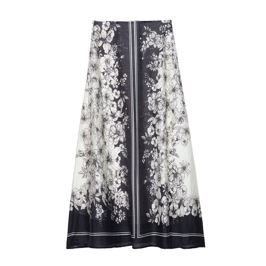 Playful High-Waisted Flared Midi Skirt