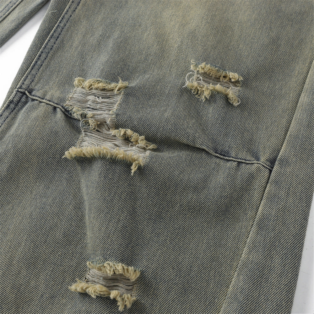 Men's Punk Distressed Vintage Denim Pants - Harajuku Style