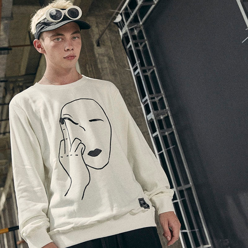 Harajuku Streetwear Middle Finger Hoodie for Men